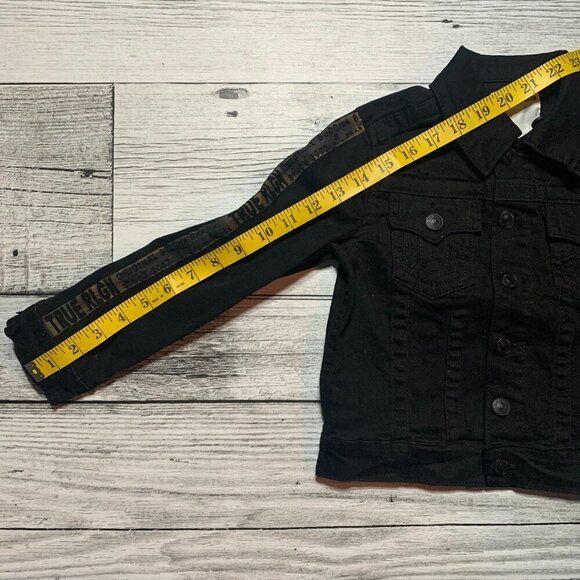 True Religion Black Jean Jacket with Removable Hood - Picture 10 of 12
